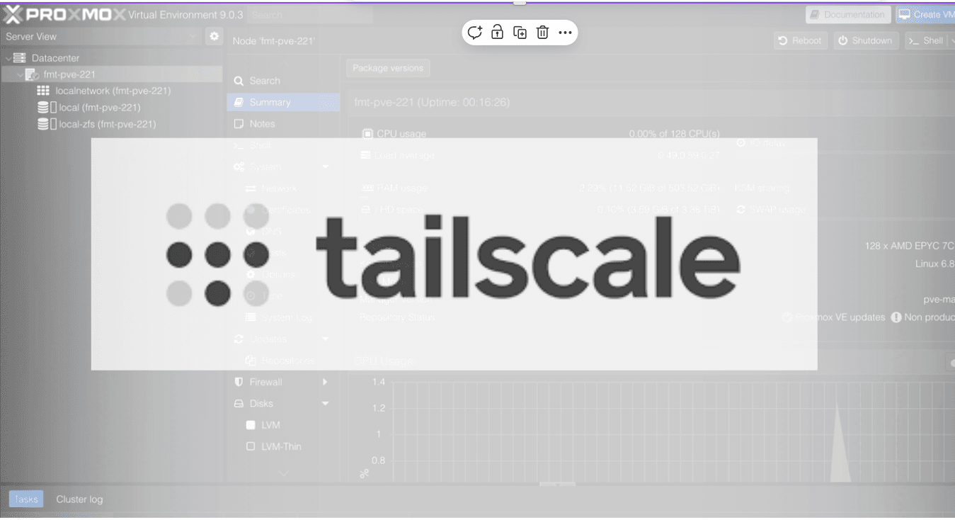 LXC Container + Tailscale Setup on Proxmox
(We have got vpn at home)